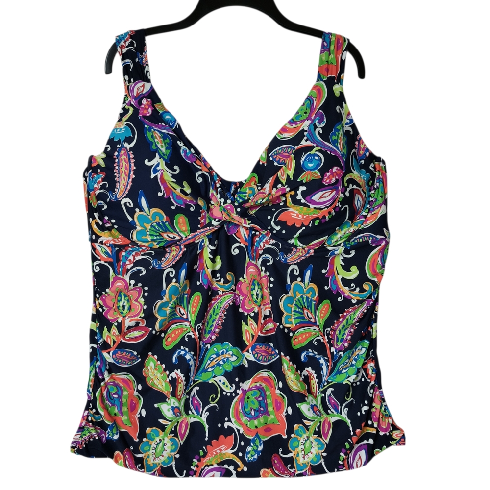 Anne Cole Multicolor Paisley Tankink Swimsuit Top Plus Size 24W